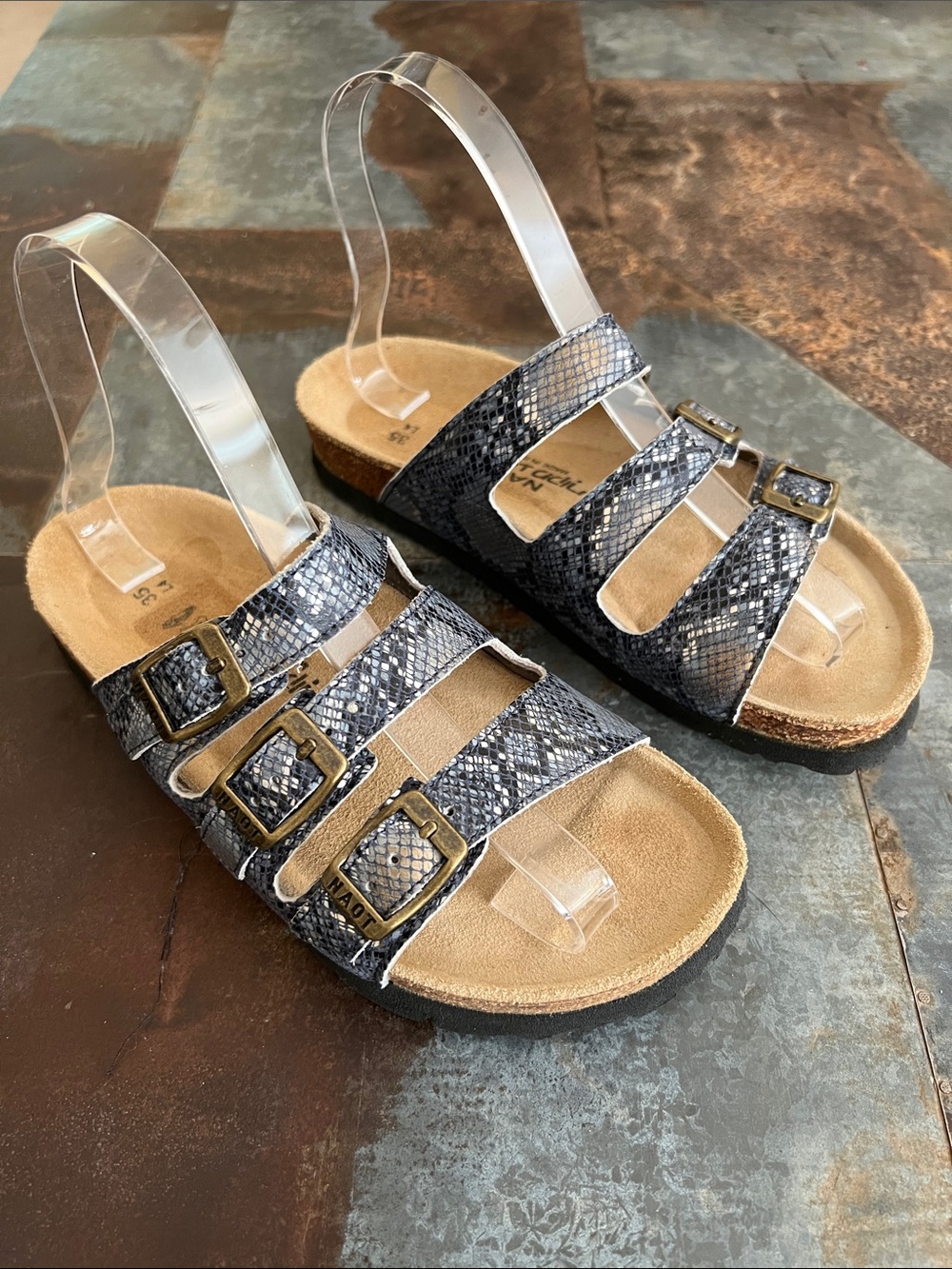 Naot Austin Navy Python Leather Sandals